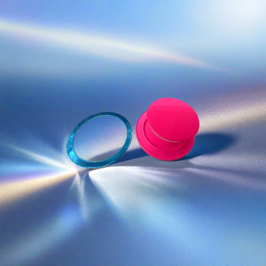 Colored silicone ring with blue metal ring mobile phone stand accessory Specification image