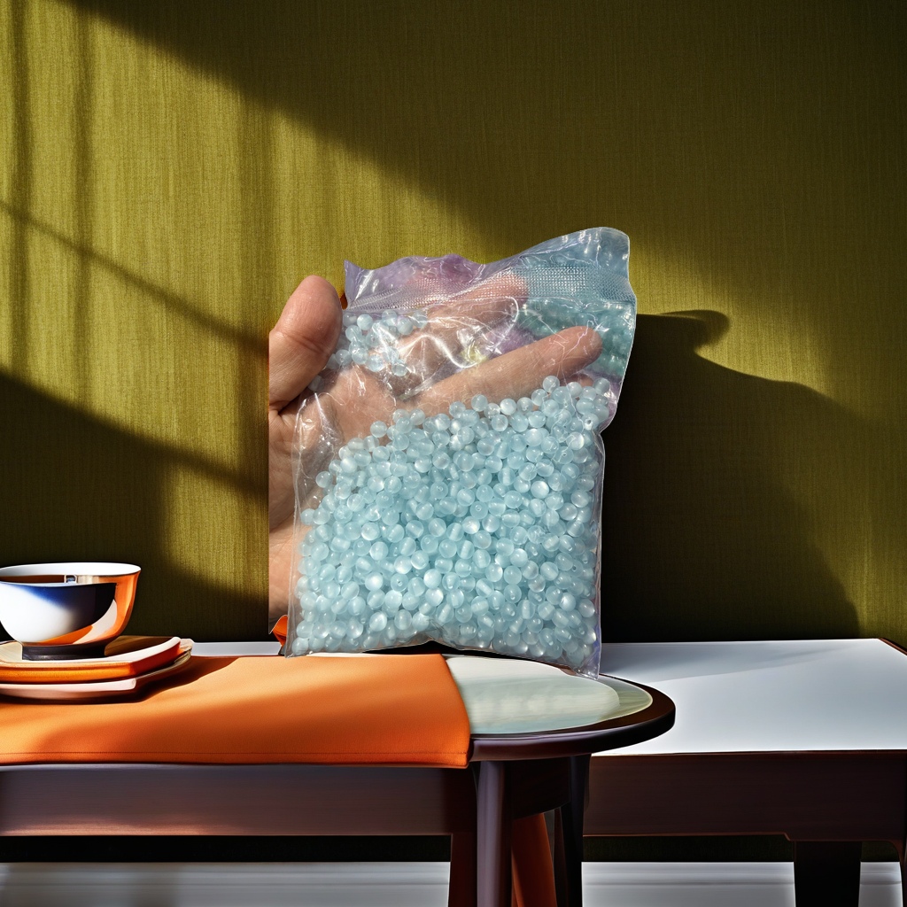 DIY handmade materials for packaging jewelry in transparent plastic bags with light blue beads details Picture