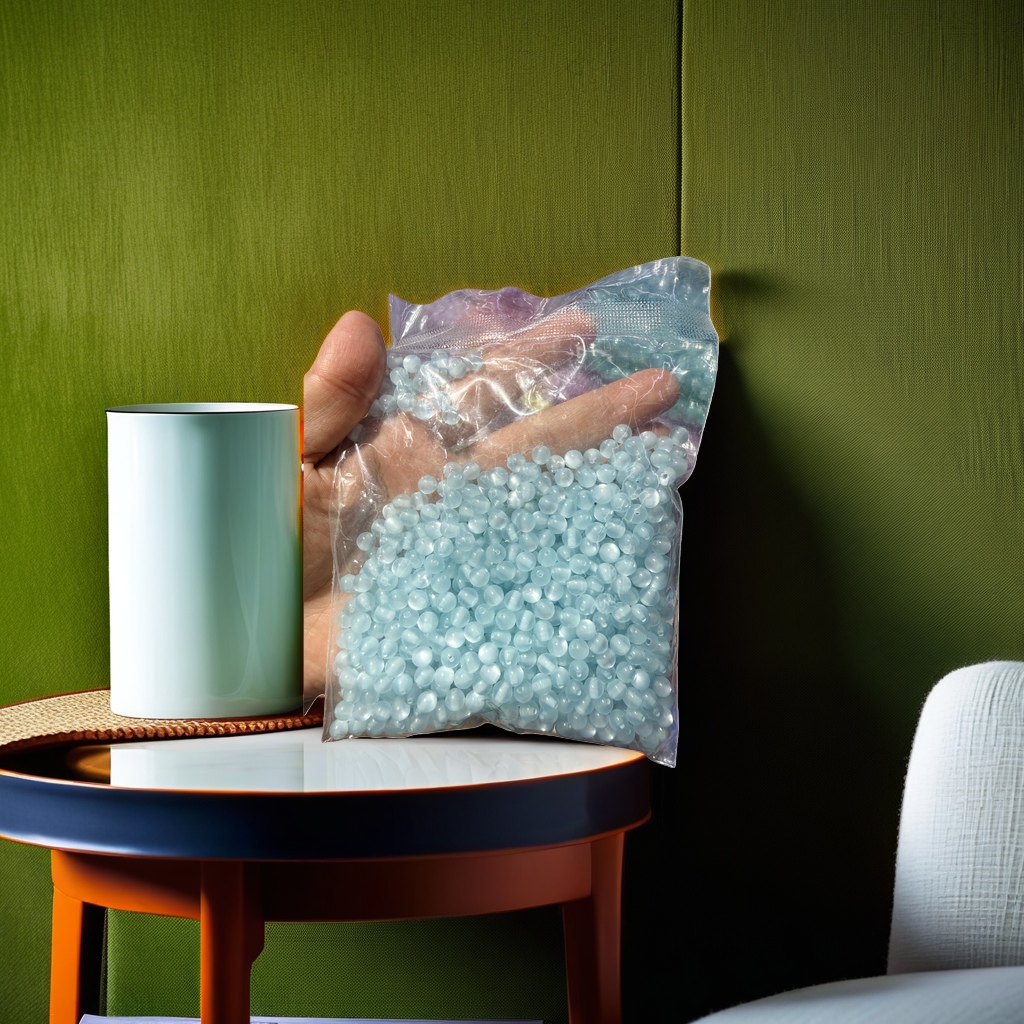DIY handmade materials for packaging jewelry in transparent plastic bags with light blue beads Application Scenario
