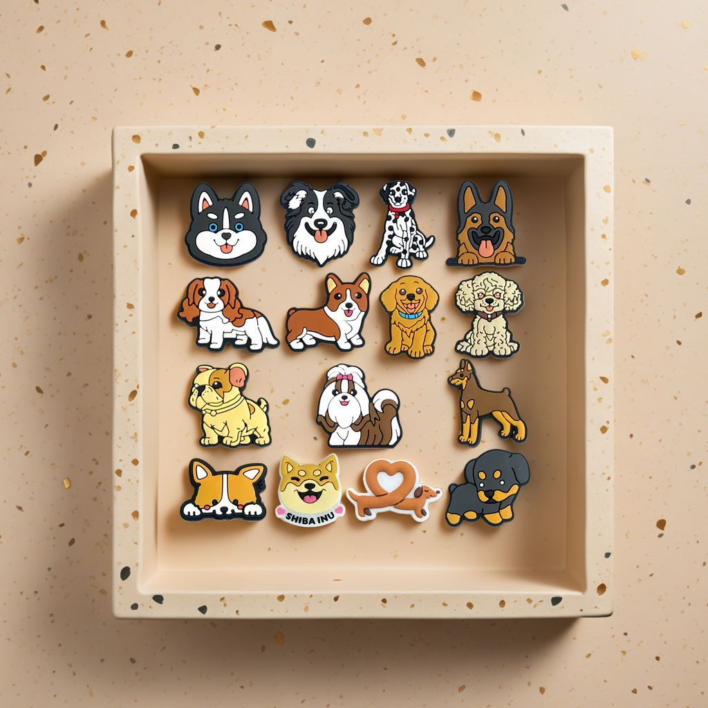 PVC soft adhesive parches perro de dibujos animados soft adhesive parches zapatos de agua parches de taza casos de teléfono cuerda de cabeza accesorios para el pelo Specification image