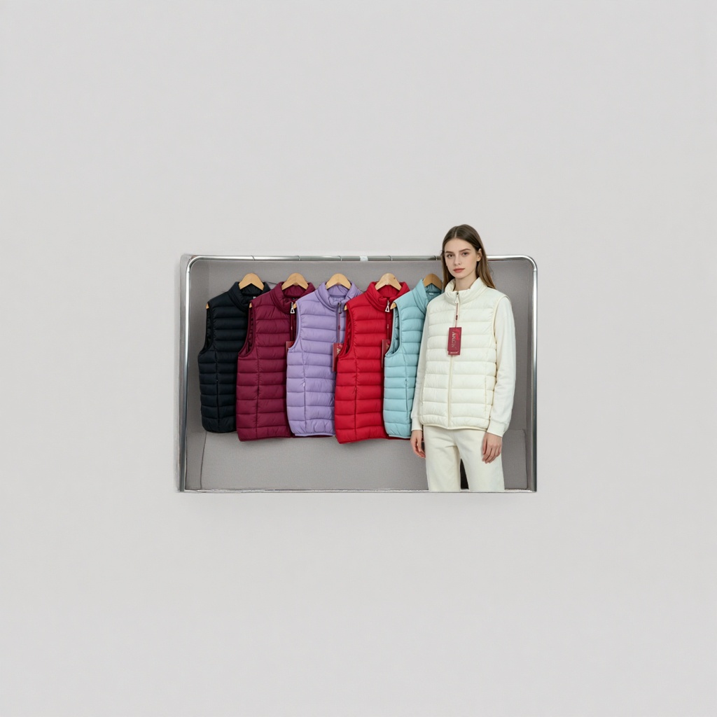 Colorful cotton-padded vest for women, light, warm and windproof vest Application Scenario