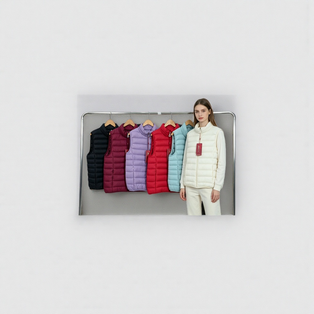 Colorful cotton-padded vest for women, light, warm and windproof vest Specification image