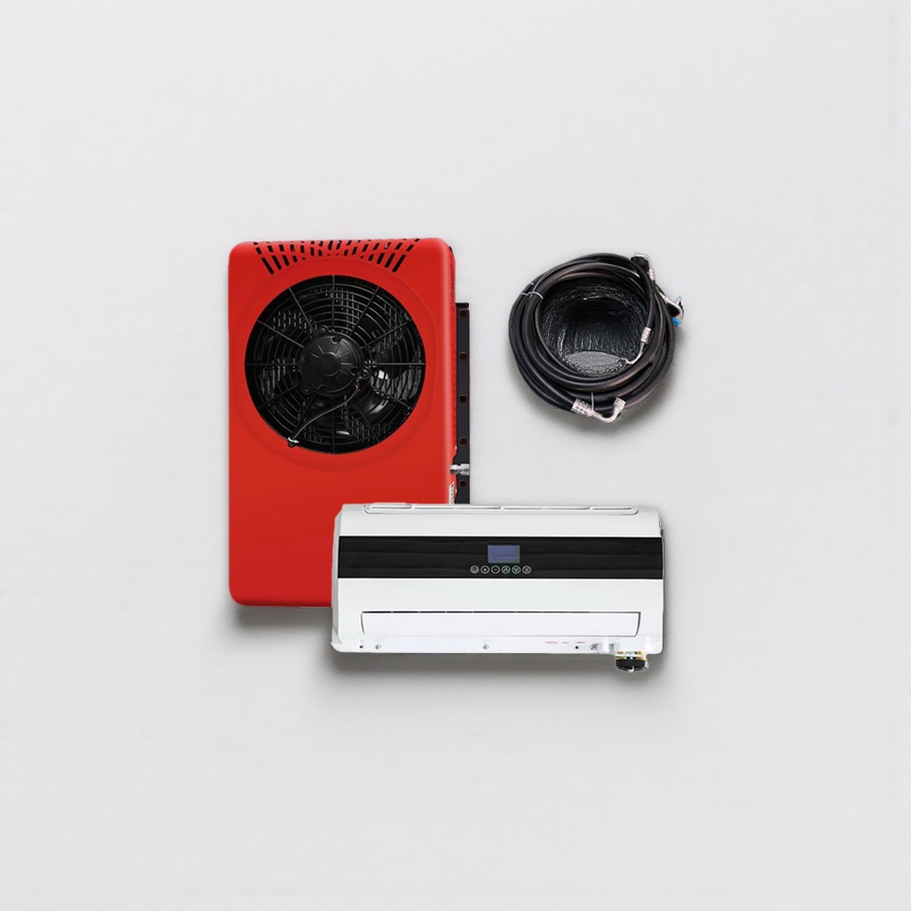 Suitable for RV, truck and cargo car parking air conditioning, 24V cooling, red backpack style indoor and outdoor units Specification image