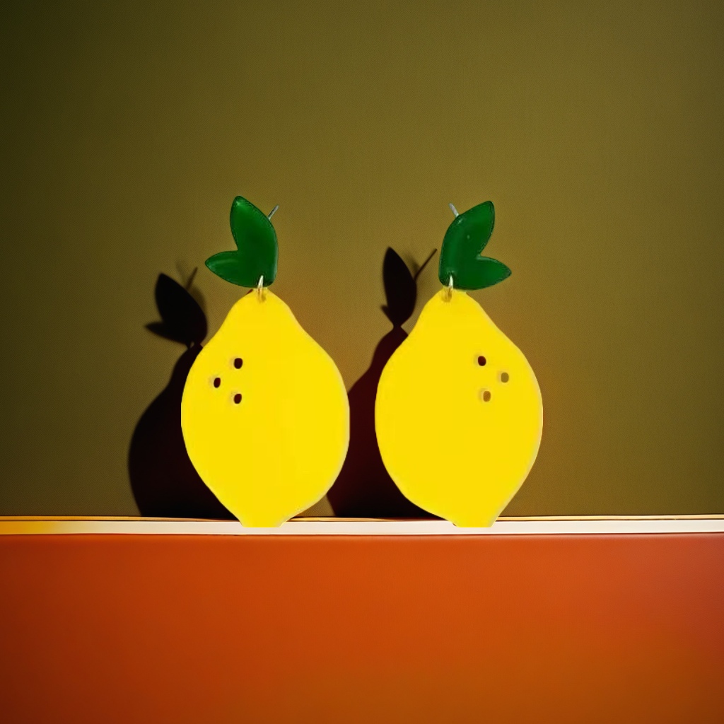 Lemon-shaped earrings are fashionable, cute, small and light Specification image