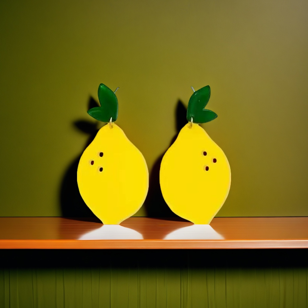 Lemon-shaped earrings are fashionable, cute, small and light Application Scenario