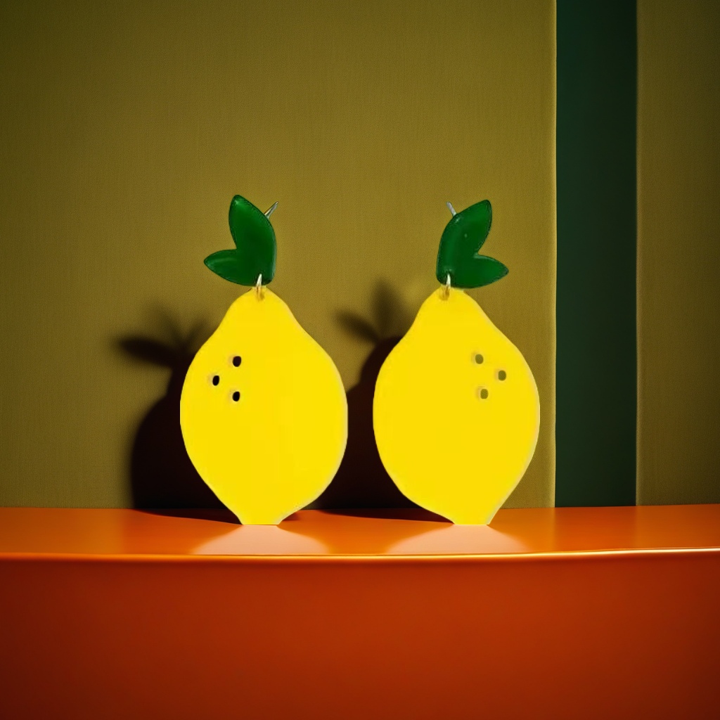 Lemon-shaped earrings are fashionable, cute, small and light