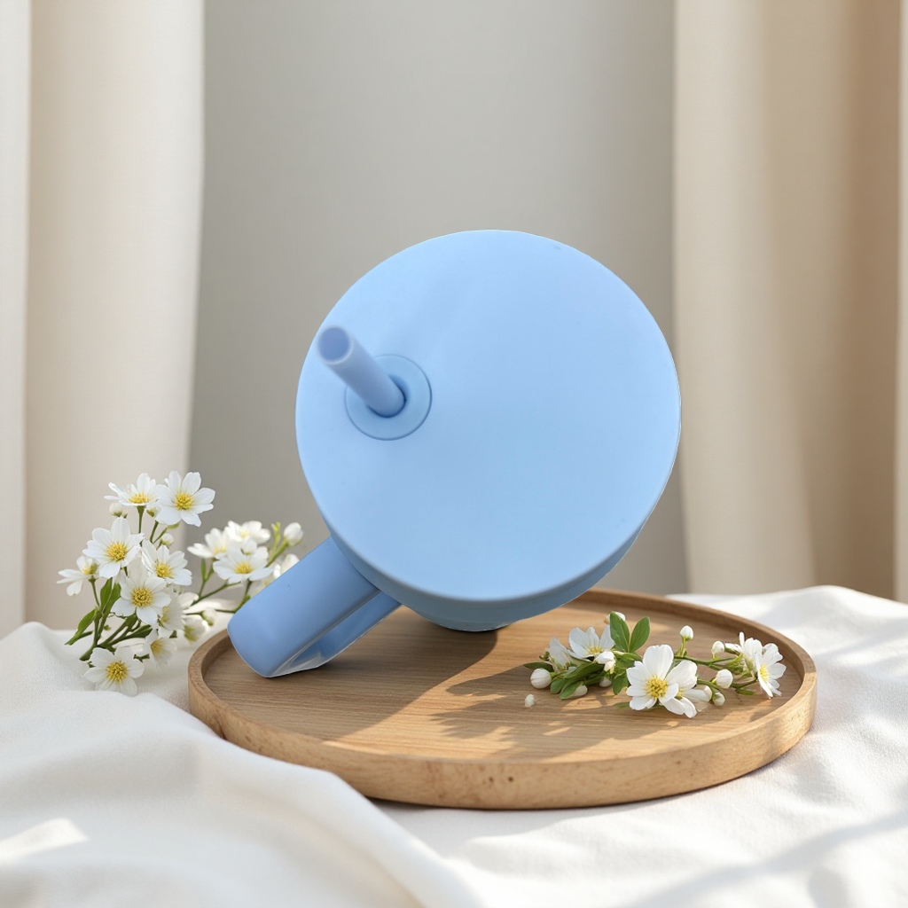 Azul con pajita taza de agua creativa portátil a prueba de fugas gran capacidad para el hogar oficina universal