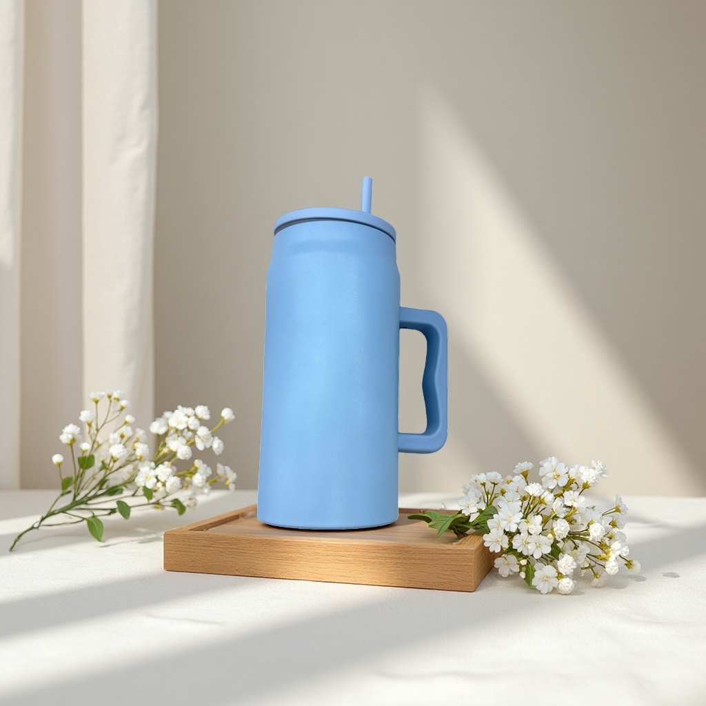 Портативный портативный водонепроницаемый стакан с синей соломинкой Specification image