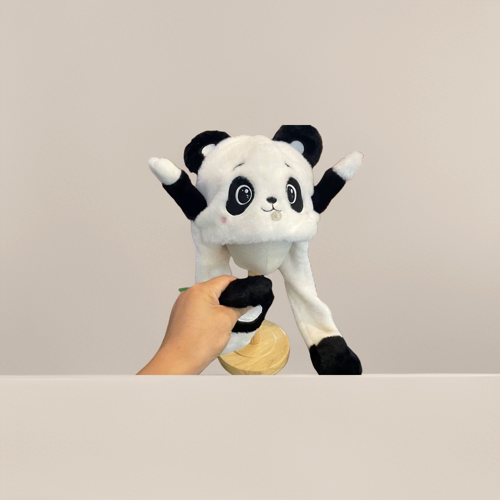 Panda plush warm hat, winter cold-proof hat Application Scenario