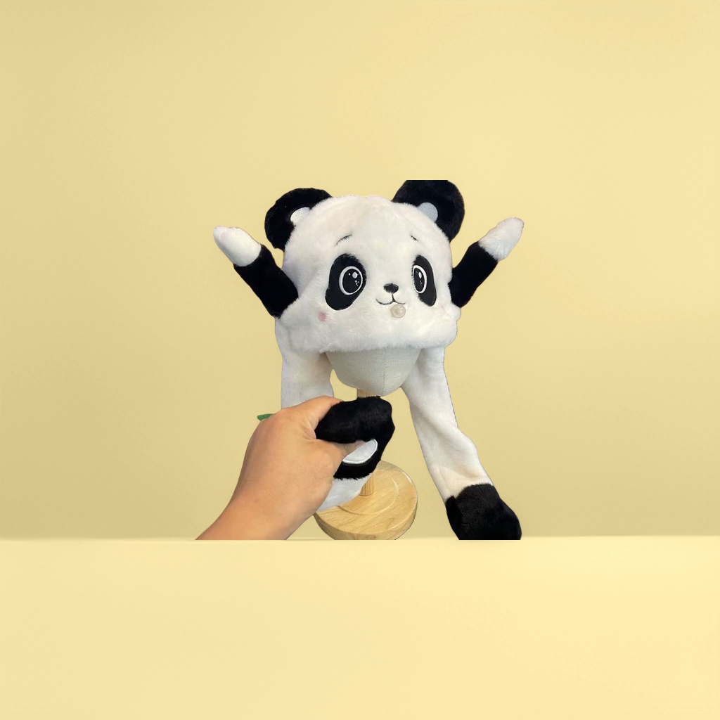 Panda plush warm hat, winter cold-proof hat details Picture