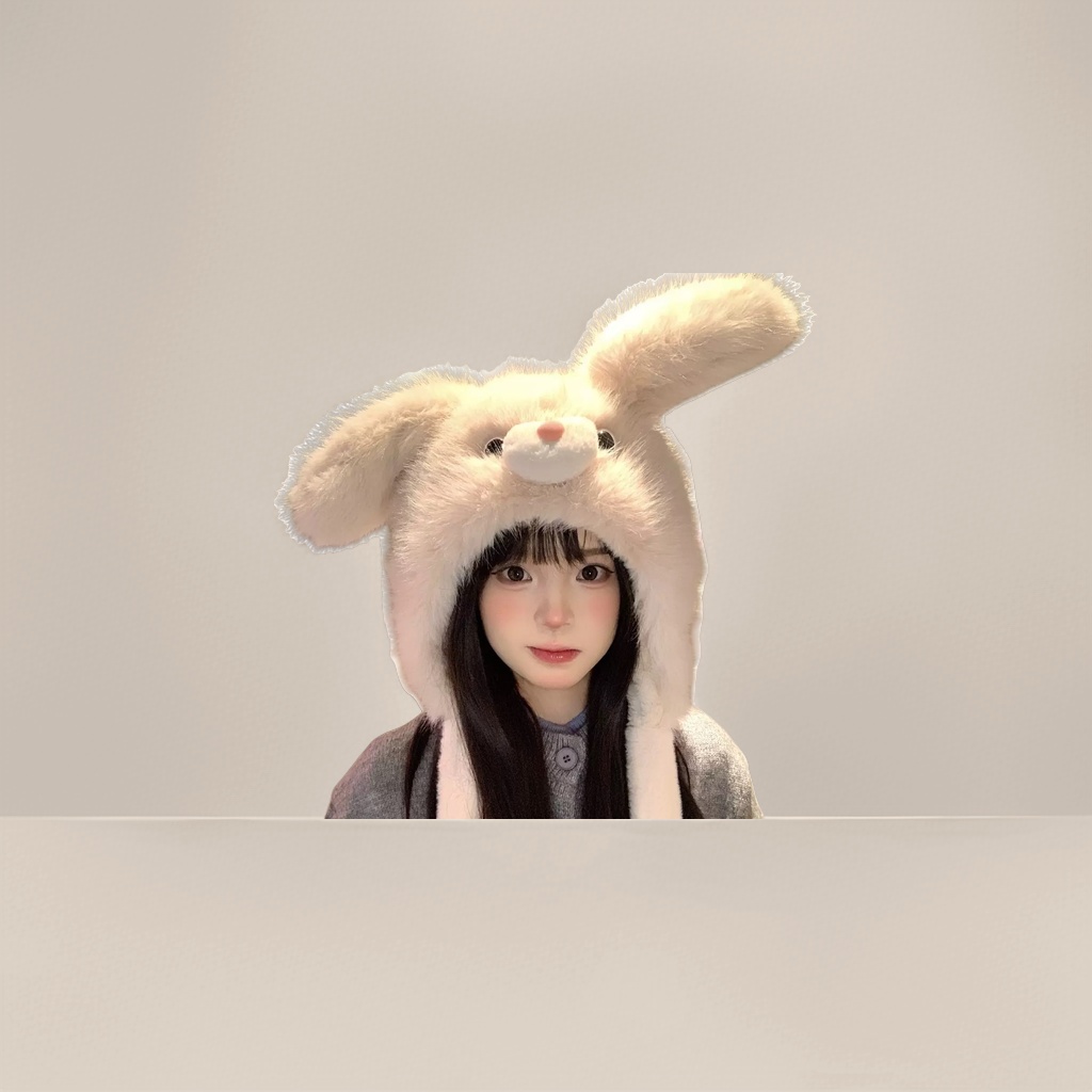 The plush rabbit hat is cute and warm in winter, suitable for both children and adults Specification image