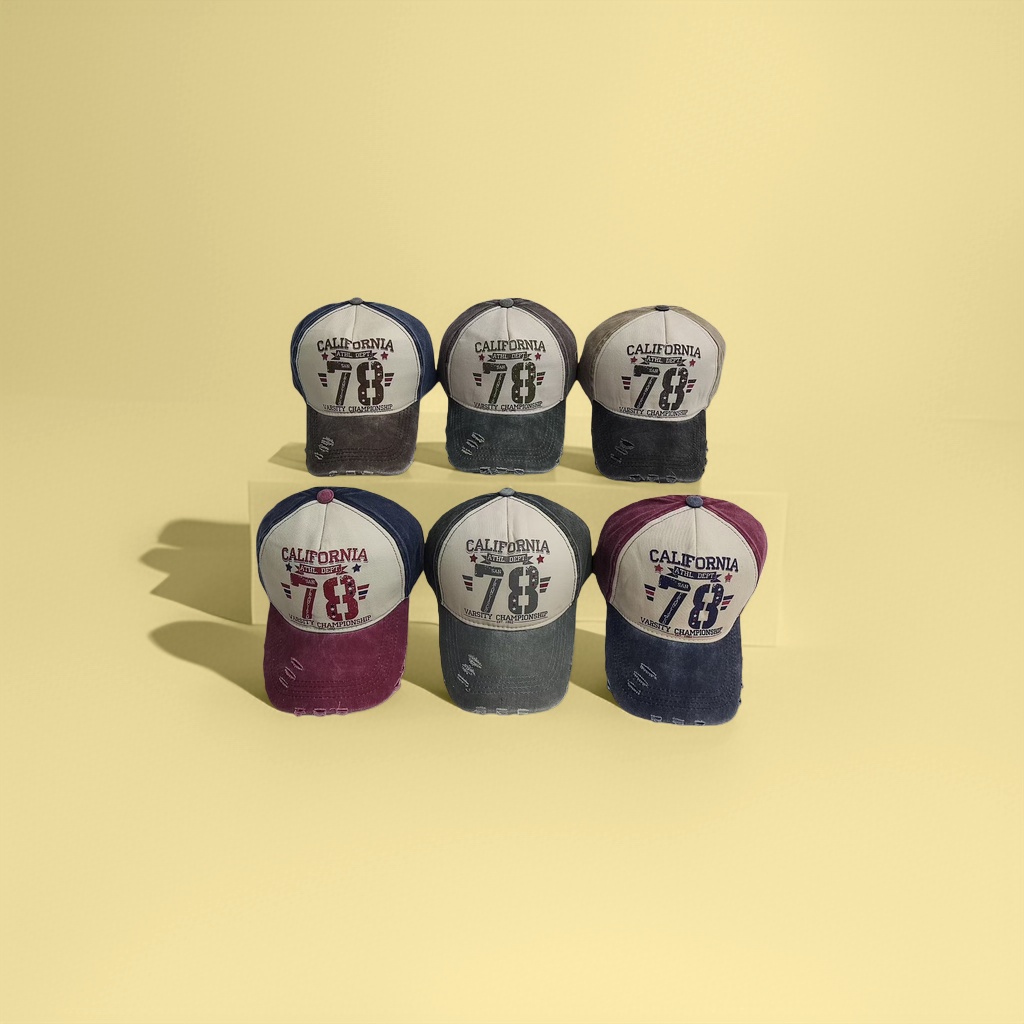 CALIFORNIA 78 Printed six-top baseball cap, unisex breathable casual cap details Picture