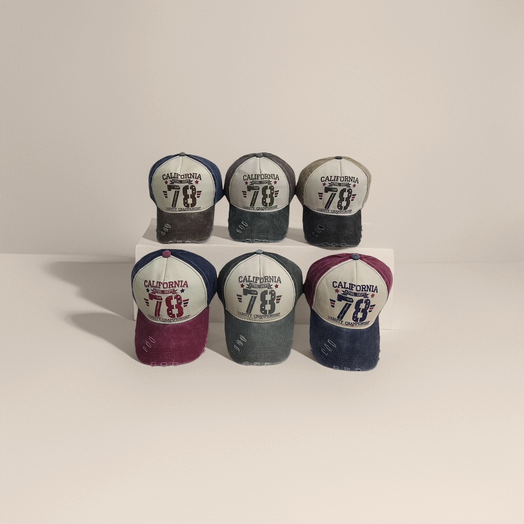 CALIFORNIA 78 Printed six-top baseball cap, unisex breathable casual cap Application Scenario