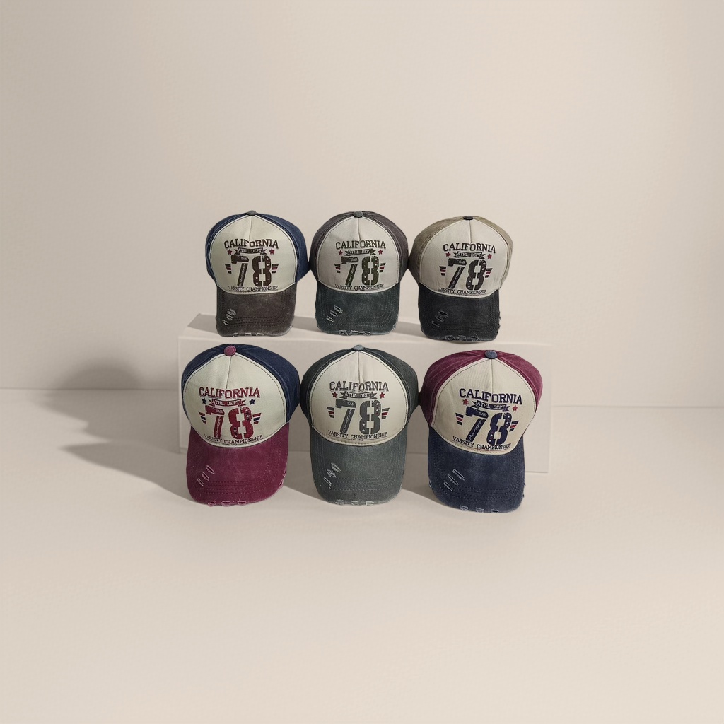 CALIFORNIA 78 Printed six-top baseball cap, unisex breathable casual cap Specification image