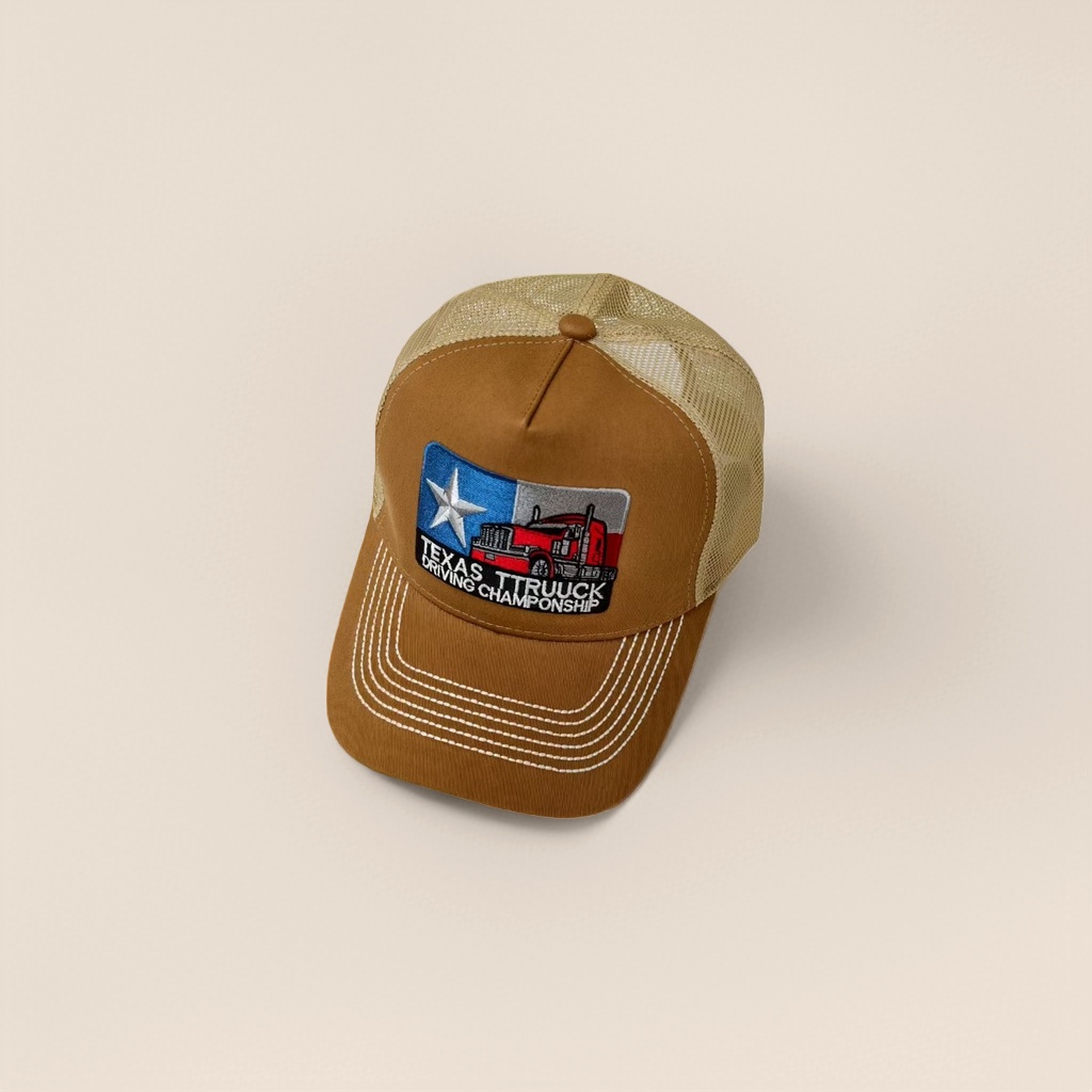 Brown truck-patterned baseball cap, retro American style Specification image