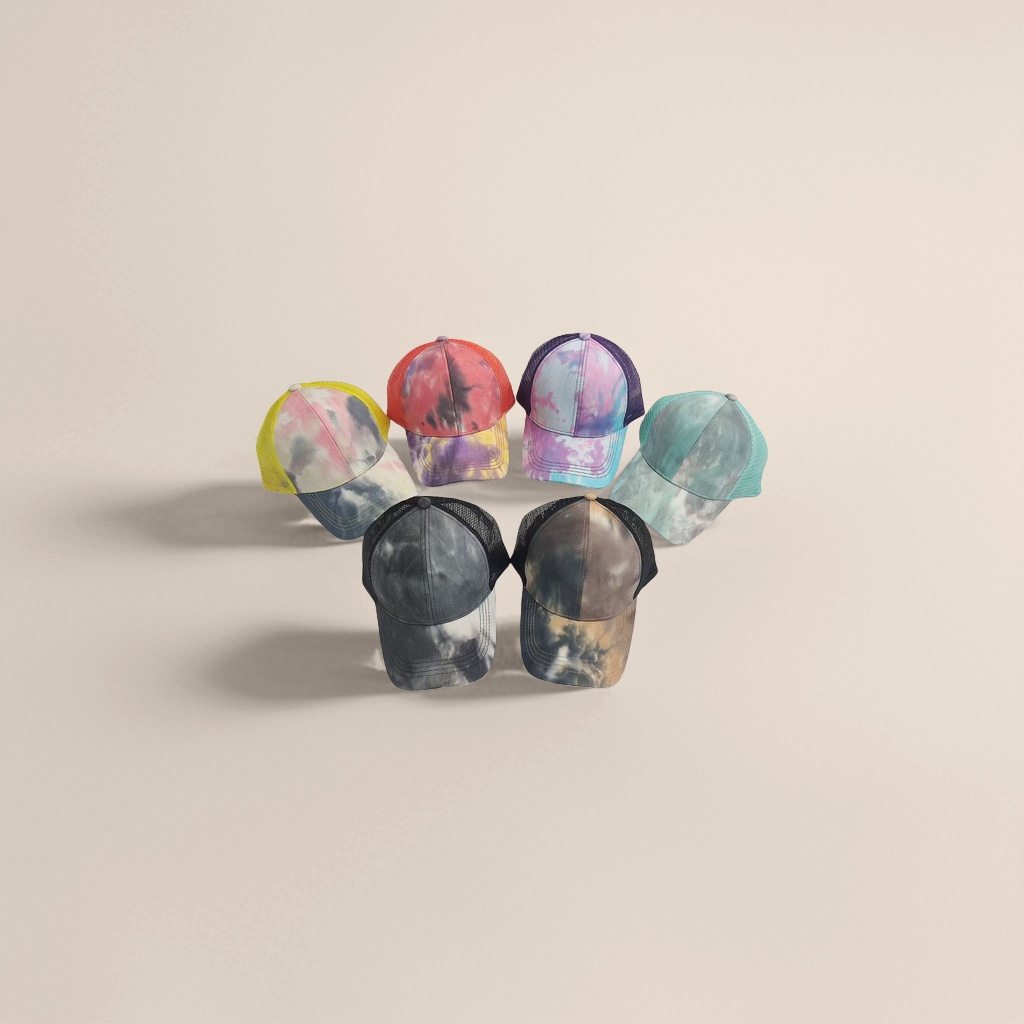 Colorful tie-dyed baseball caps are suitable for both men and women, trendy and versatile, and breathable in summer Specification image