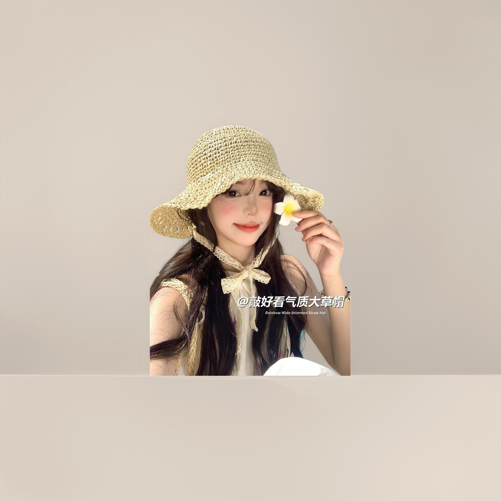 Straw hat, sun hat, sunshade and sun protection, wide-brimmed woven casual outdoor hat Application Scenario