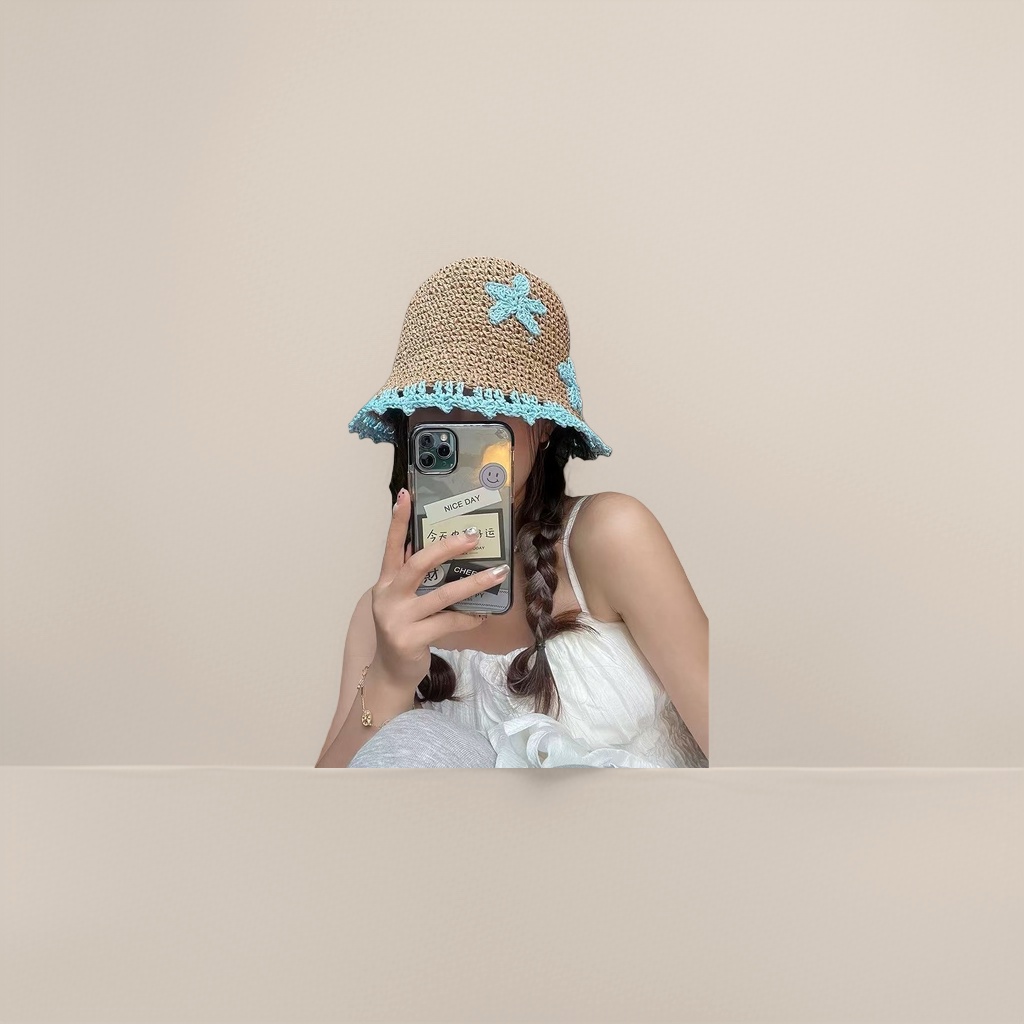 A wide-brimmed, fashionable and casual straw hat for women to protect themselves from the sun in summer Specification image