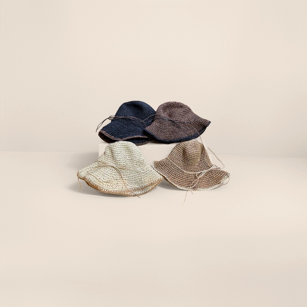 The woven hat is a cool and casual sun hat. It is breathable, lightweight and foldable in summer Specification image