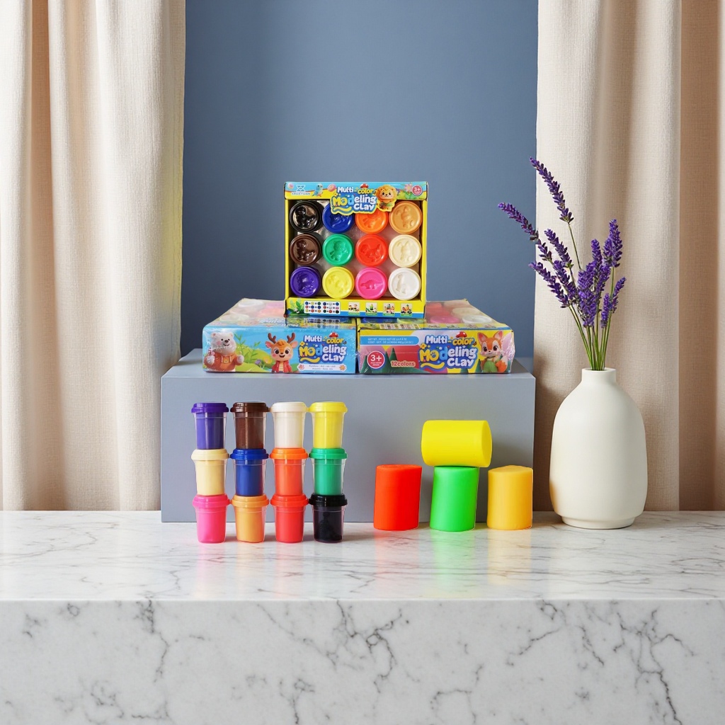 Colorful plasticine set, 12-color cups, 58 grams, children's educational DIY, safe and non-toxic, safe for kindergartens, ultra-light clay Application Scenario