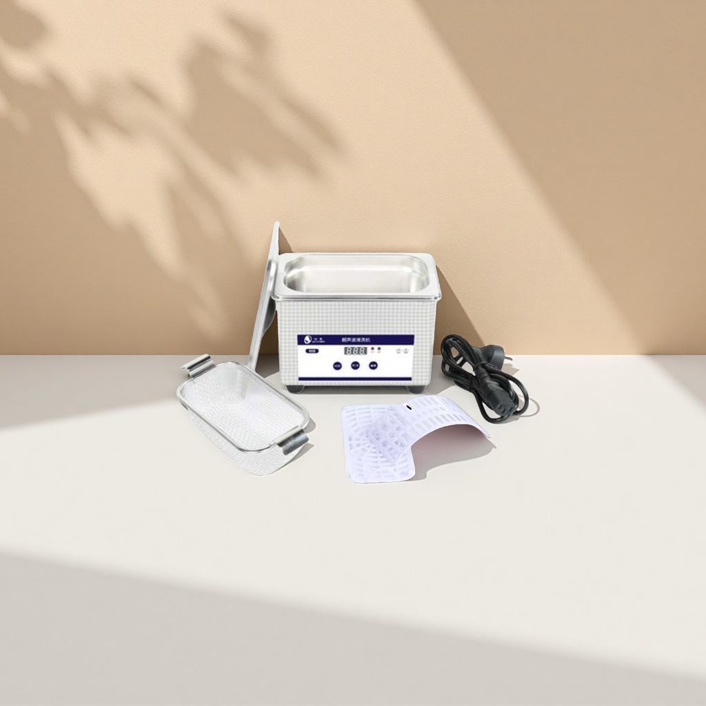 Ultrasonic cleaner is a small household desktop instrument for cleaning jewelry, glasses and watches details Picture