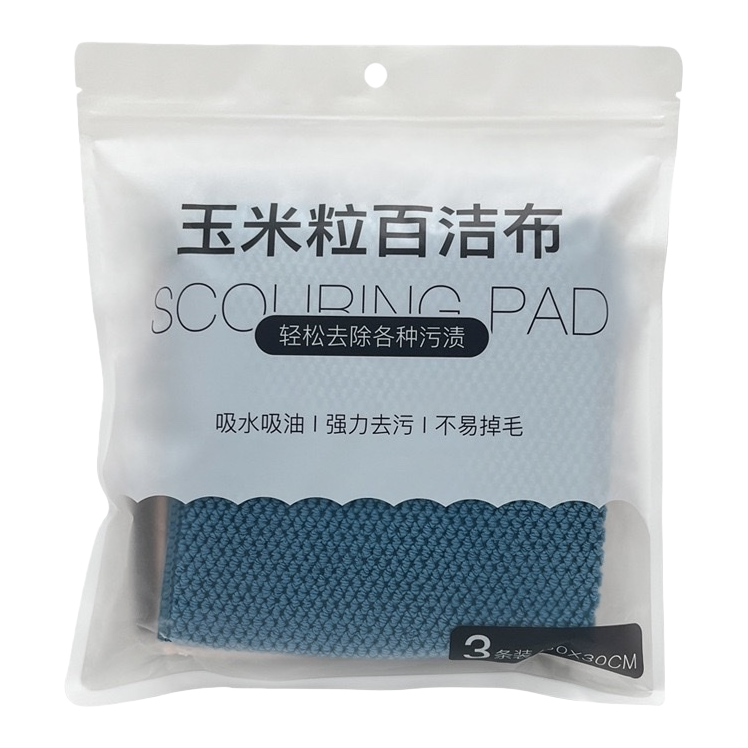 玉米粒百洁布+包装袋白底实物图