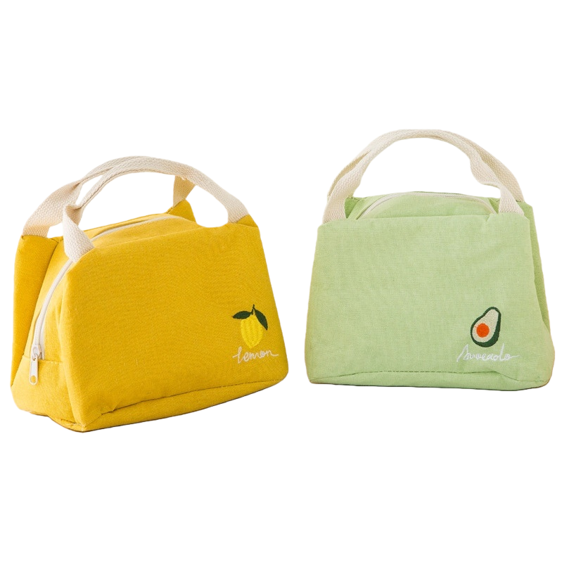 There are two fashionable options available: a yellow lemon pattern handbag and a green avocado pattern handbag Item Picture