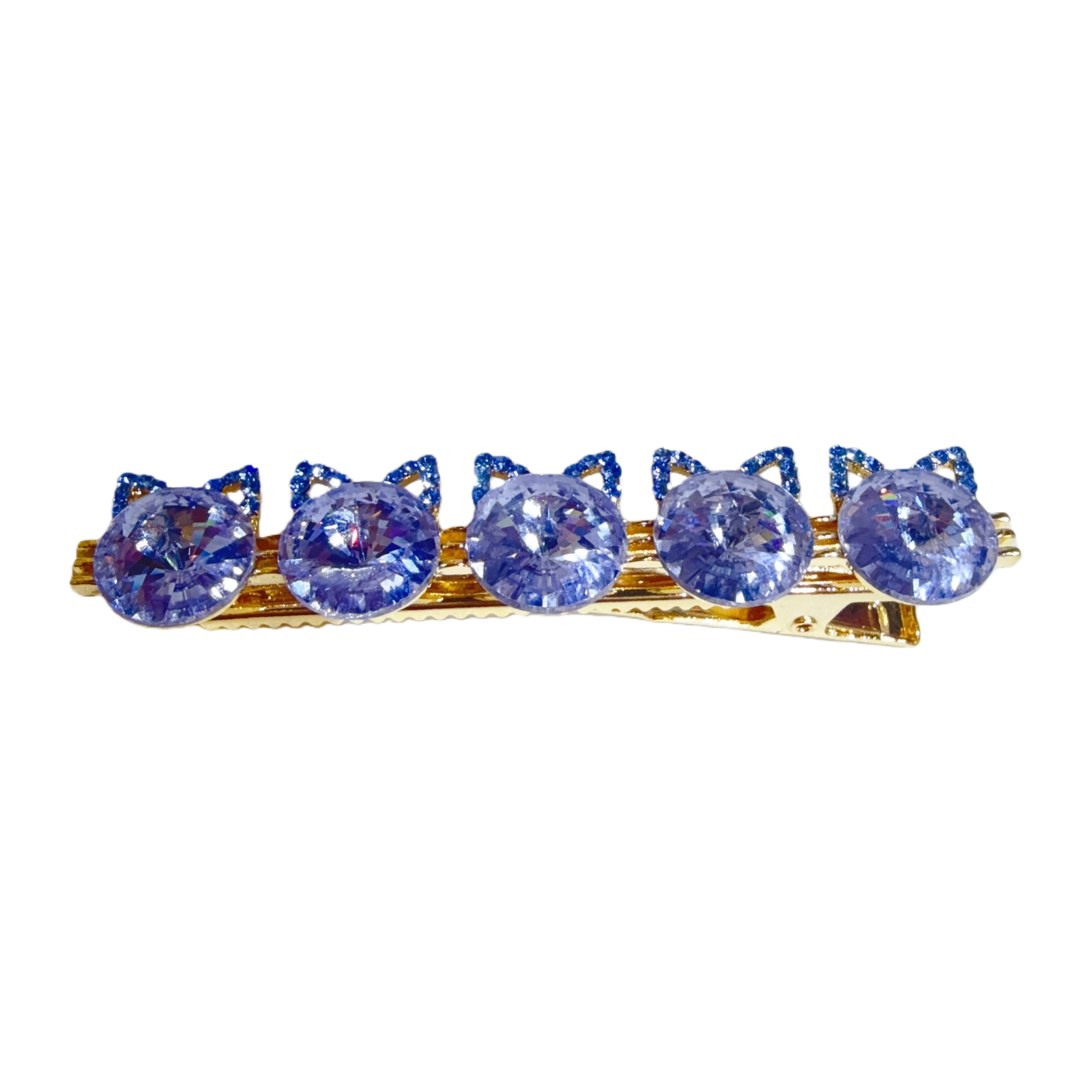 Blue gemstone cat ear hairpin, made of shiny alloy, suitable for both girls and adults Item Picture