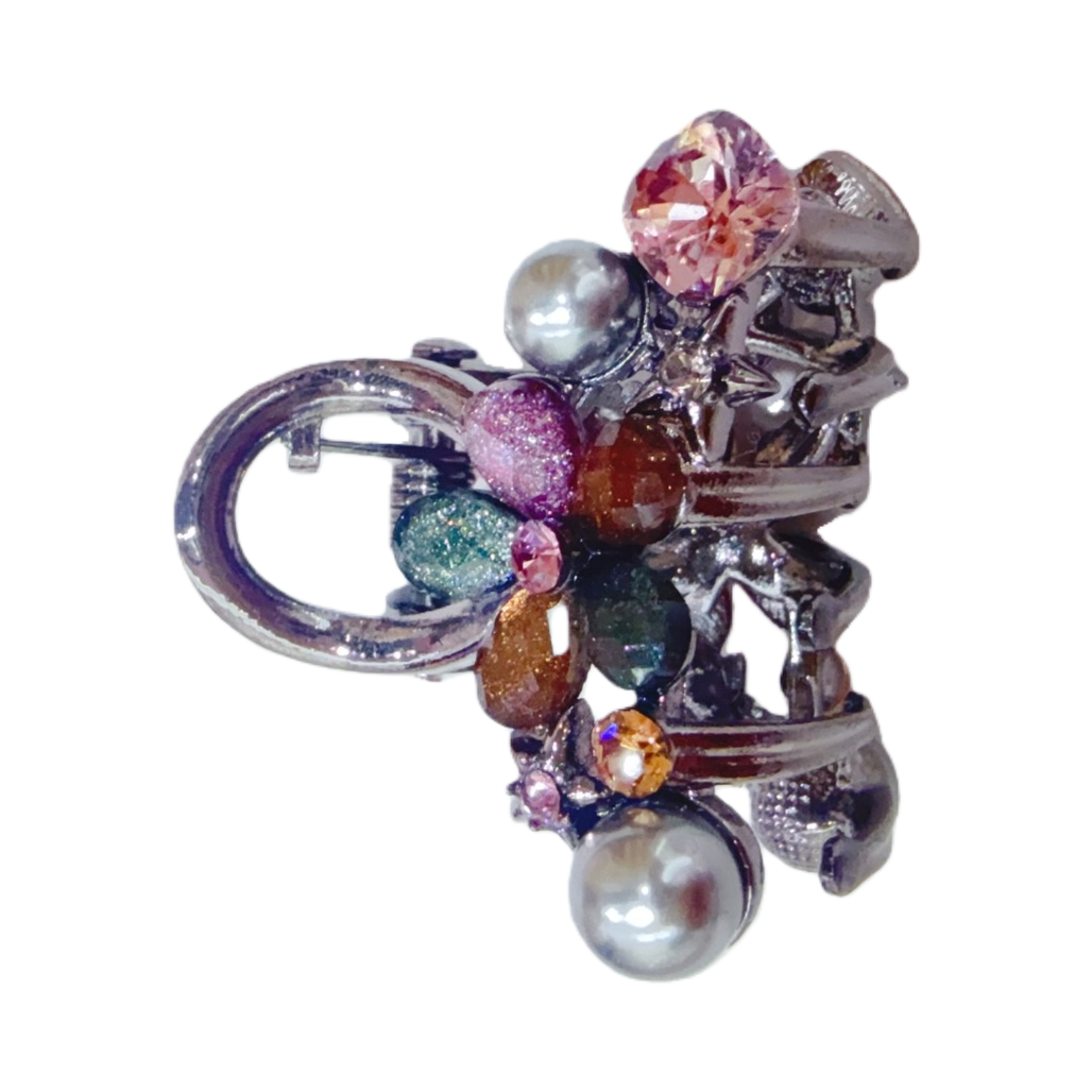 A fashionable and retro women's accessory decorated with colored gemstones and metal brooches Item Picture