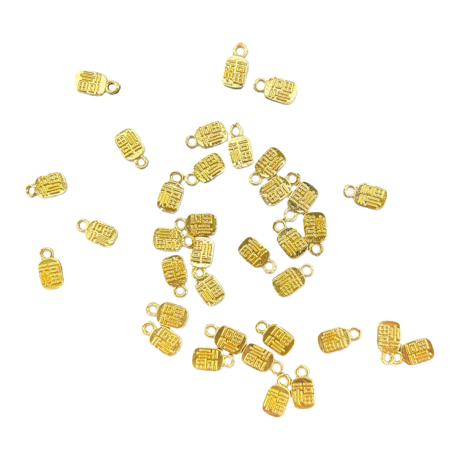 Golden "Fu" character pendant, 925 sterling silver auspicious and lucky necklace for women Item Picture
