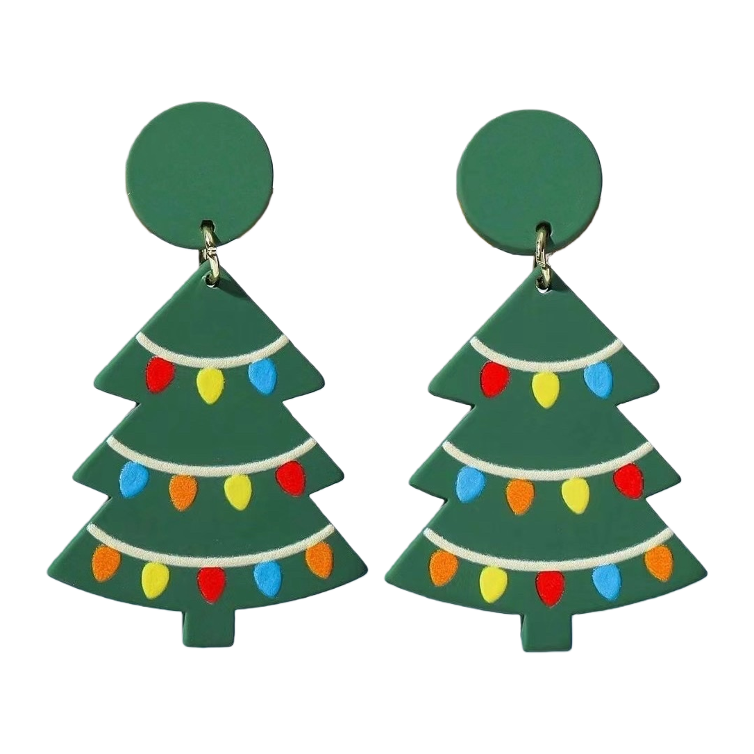 Christmas tree-shaped earrings, fashionable holiday accessories, exquisite alloy earrings Item Picture