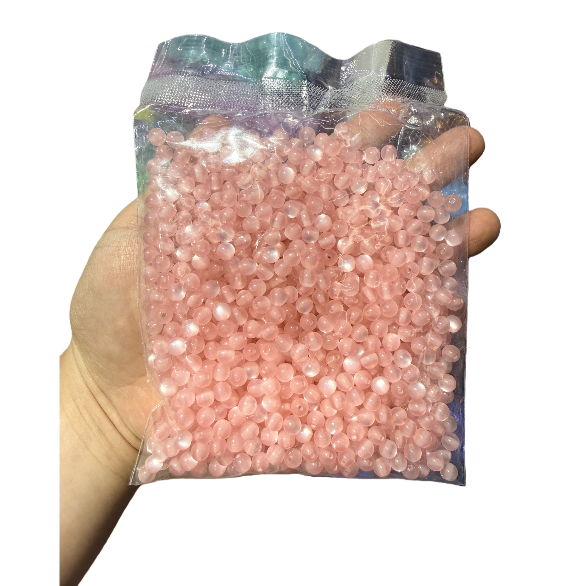 Pink beads, hand-strung decorative beads, 6mm round and shiny beads Item Picture