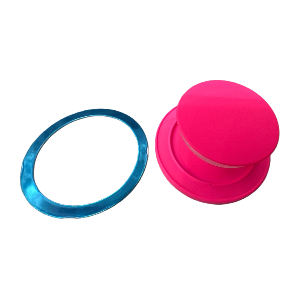 Colored silicone ring with blue metal ring mobile phone stand accessory Item Picture