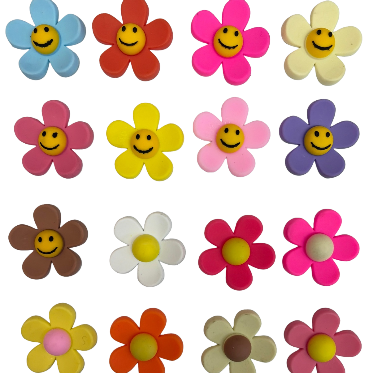 Color caras sonrientes girasol PVC soft adhesivo parches holes holes zapatos flores accesorios estuches de teléfono refrigerador copas parches Item Picture
