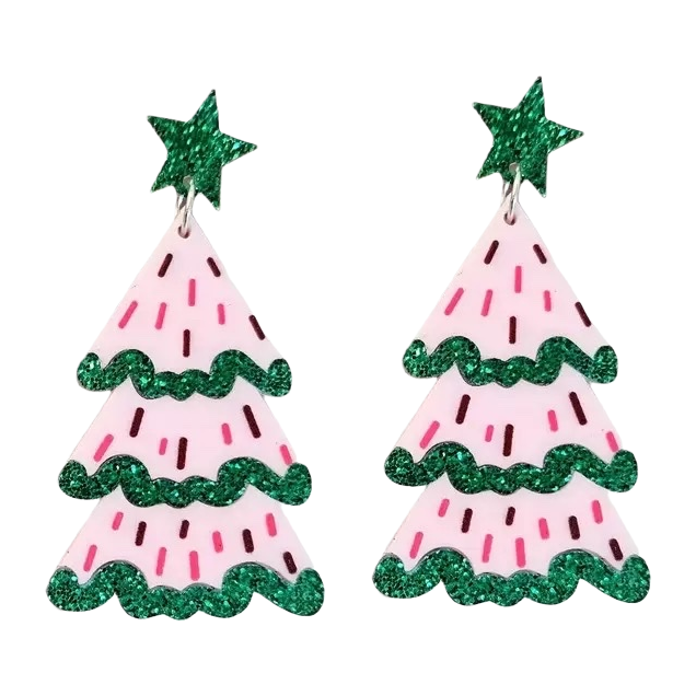 Christmas tree-shaped earrings, fashionable holiday accessories, exquisite alloy earrings Item Picture