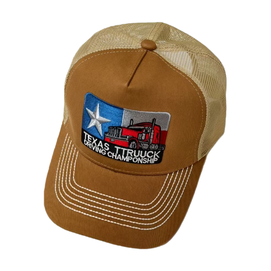 Brown truck-patterned baseball cap, retro American style Item Picture