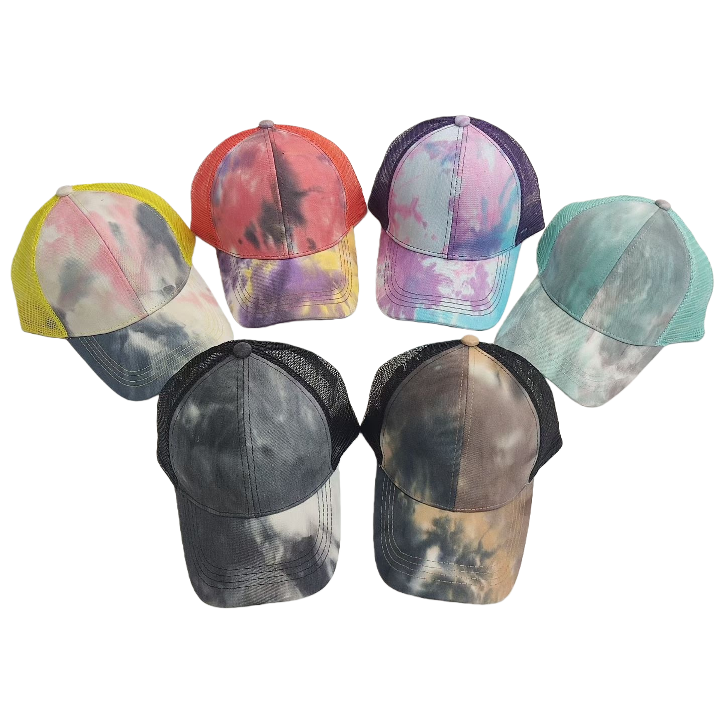 Colorful tie-dyed baseball caps are suitable for both men and women, trendy and versatile, and breathable in summer Item Picture