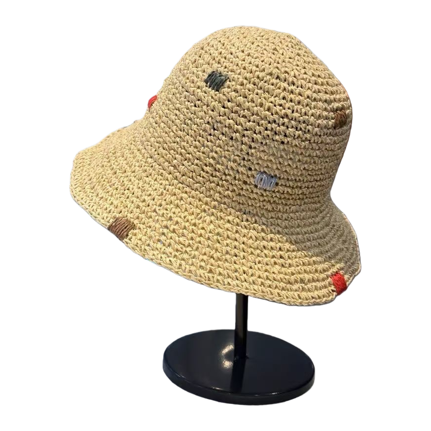 A fashionable and casual wide-brimmed straw hat for women's summer sun protection and shade Item Picture