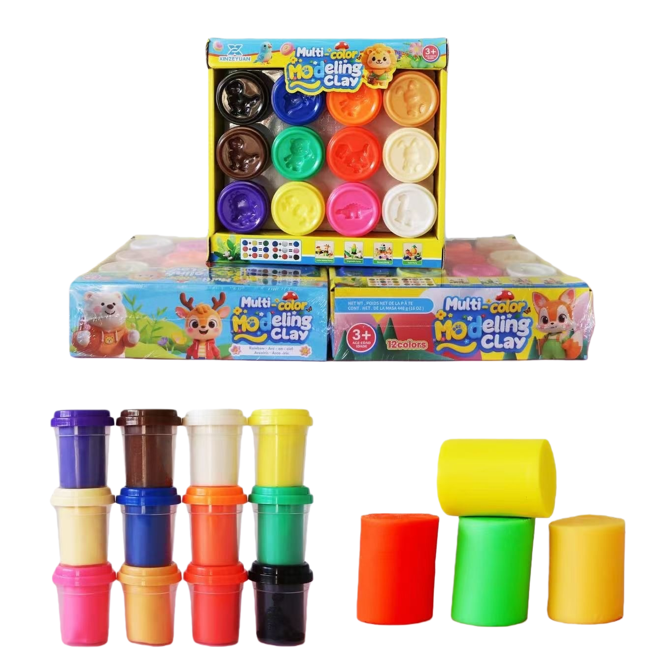 Colorful plasticine set, 12-color cups, 58 grams, children's educational DIY, safe and non-toxic, safe for kindergartens, ultra-light clay Item Picture