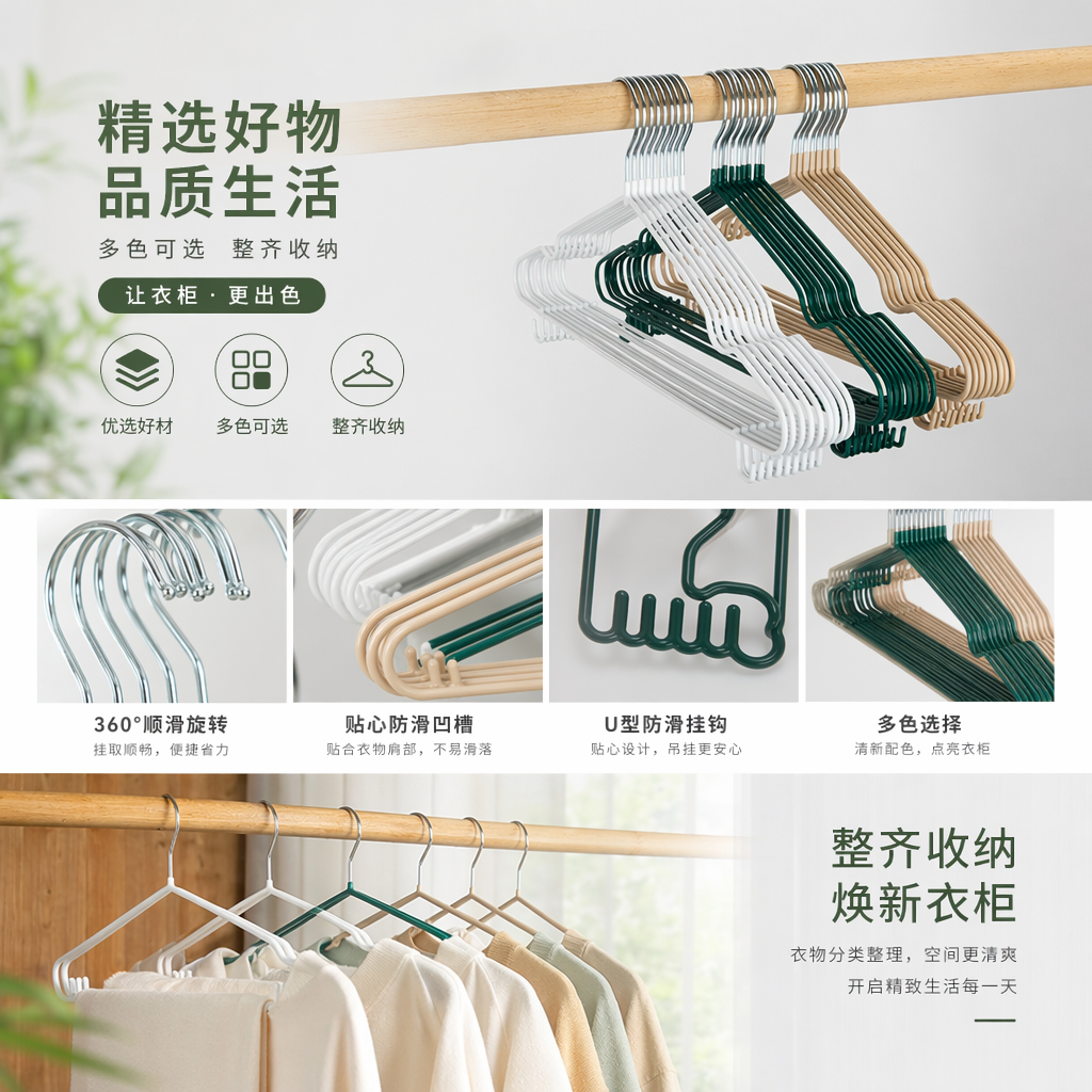 浸塑衣架批发加粗铁丝成人晾衣架挂衣架衣服架衣撑衣挂铁艺衣架详情1