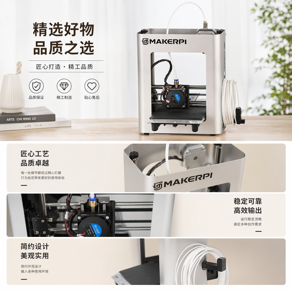 MAKERPI 3D打印机 桌面级DIY创客设备 支持断电续打 精准建模详情1