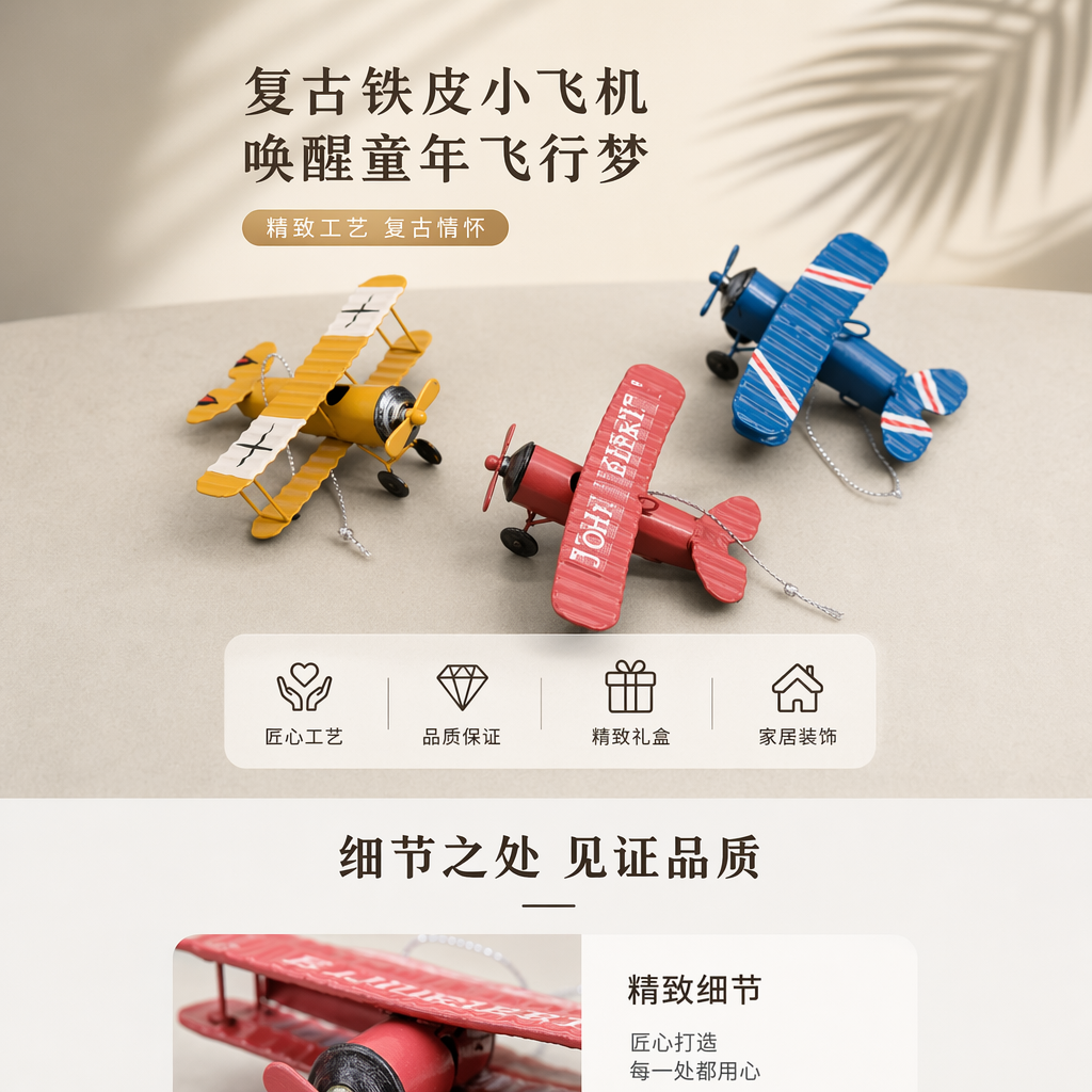 三架彩色双翼玩具飞机模型 儿童益智飞行玩具详情1