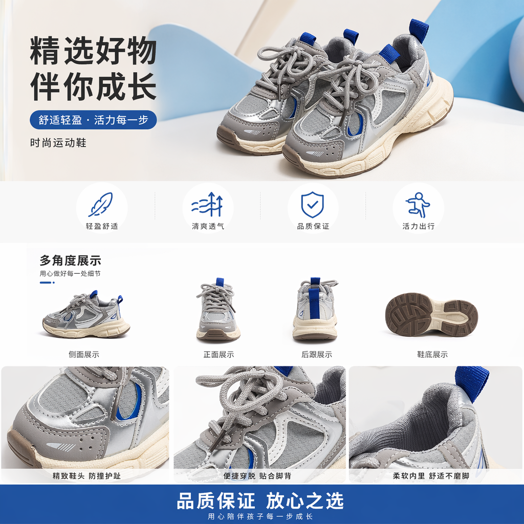 运动鞋 男女同款透气缓震跑步鞋 轻便舒适日常百搭详情1
