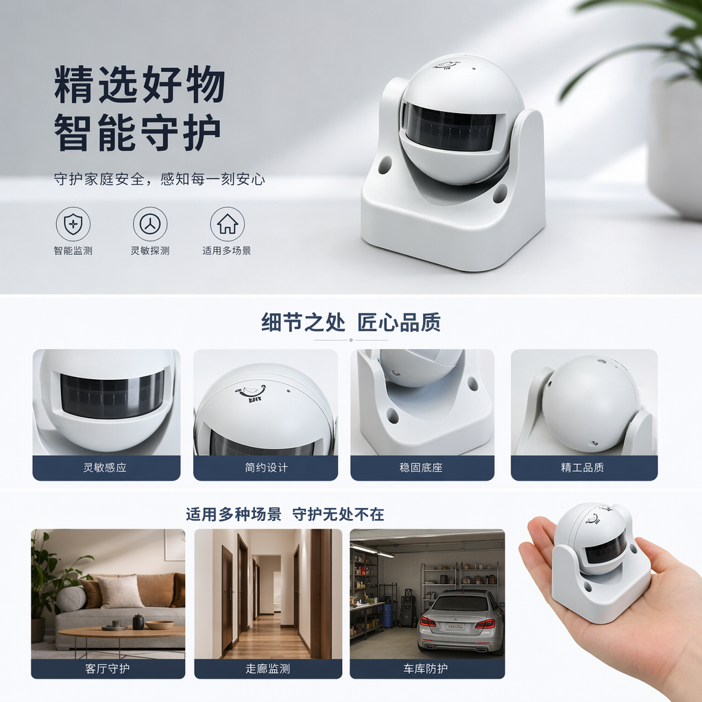 白色人体感应器 智能感应开关免触控灯控设备详情1