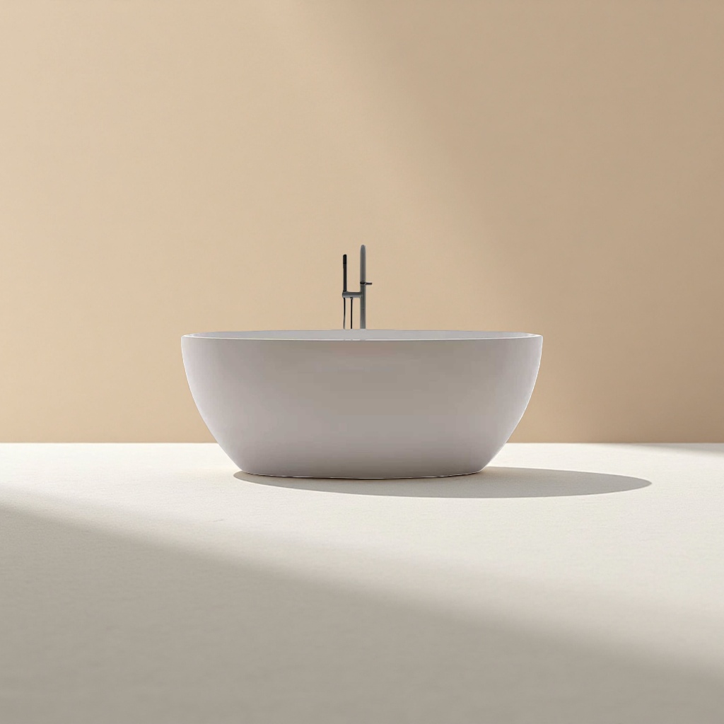 White bathtub bathtub acrylic household round independent soaking bathtub Specification image