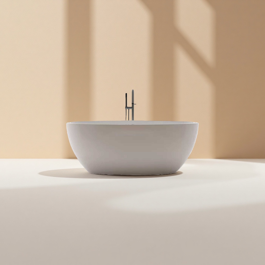 White bathtub bathtub acrylic household round independent soaking bathtub details Picture