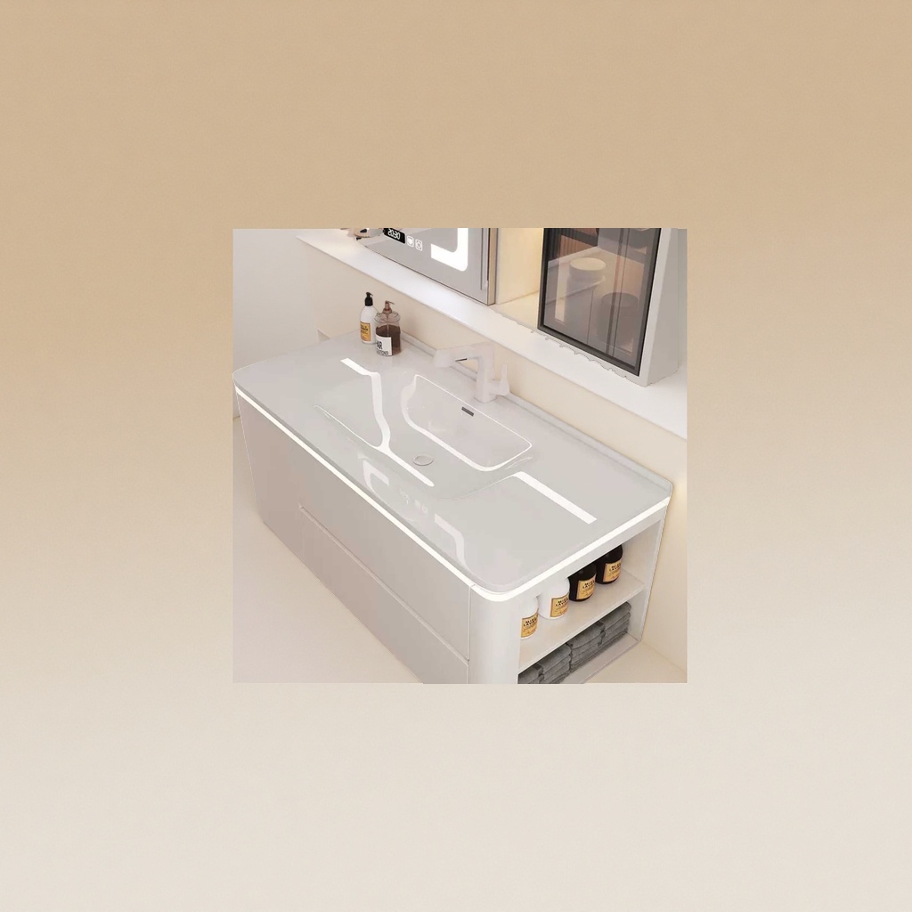Modern minimalist style washbasin, ceramic washbasin and bathroom cabinet combination details Picture