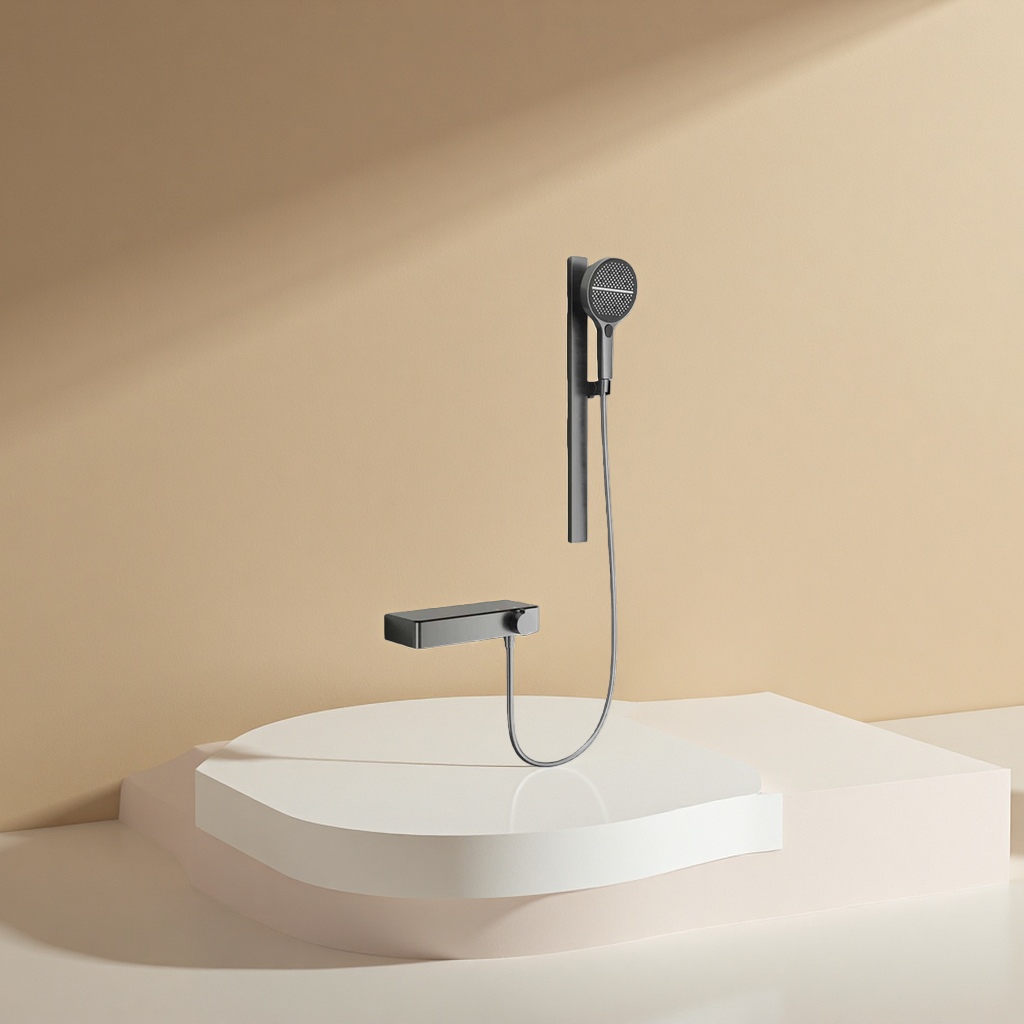 Black shower head high-pressure water-saving, anti-scald and constant-temperature shower head set details Picture