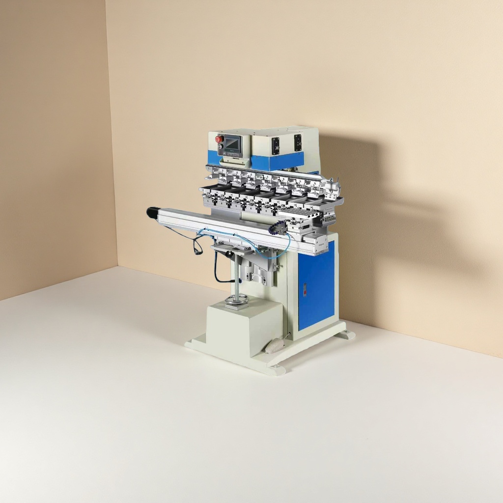 Eight-color shuttle pad printing machine is a high-precision multi-color printing machine for industrial equipment Application Scenario