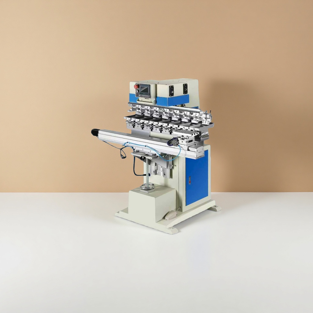 Eight-color shuttle pad printing machine is a high-precision multi-color printing machine for industrial equipment details Picture